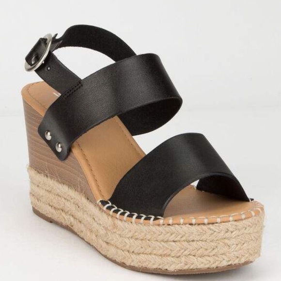 Soda Shoes Trip Black Espadrille Wedge - Picture 5 of 8